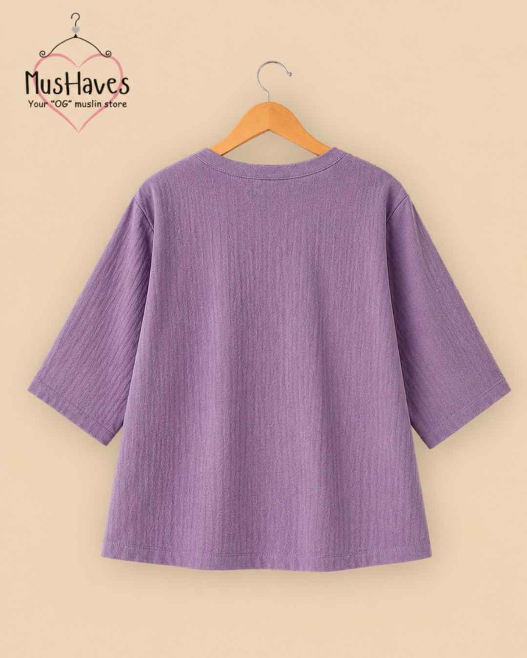 Breezy Muslin A Line V Neck Top – Jamuni Purple
