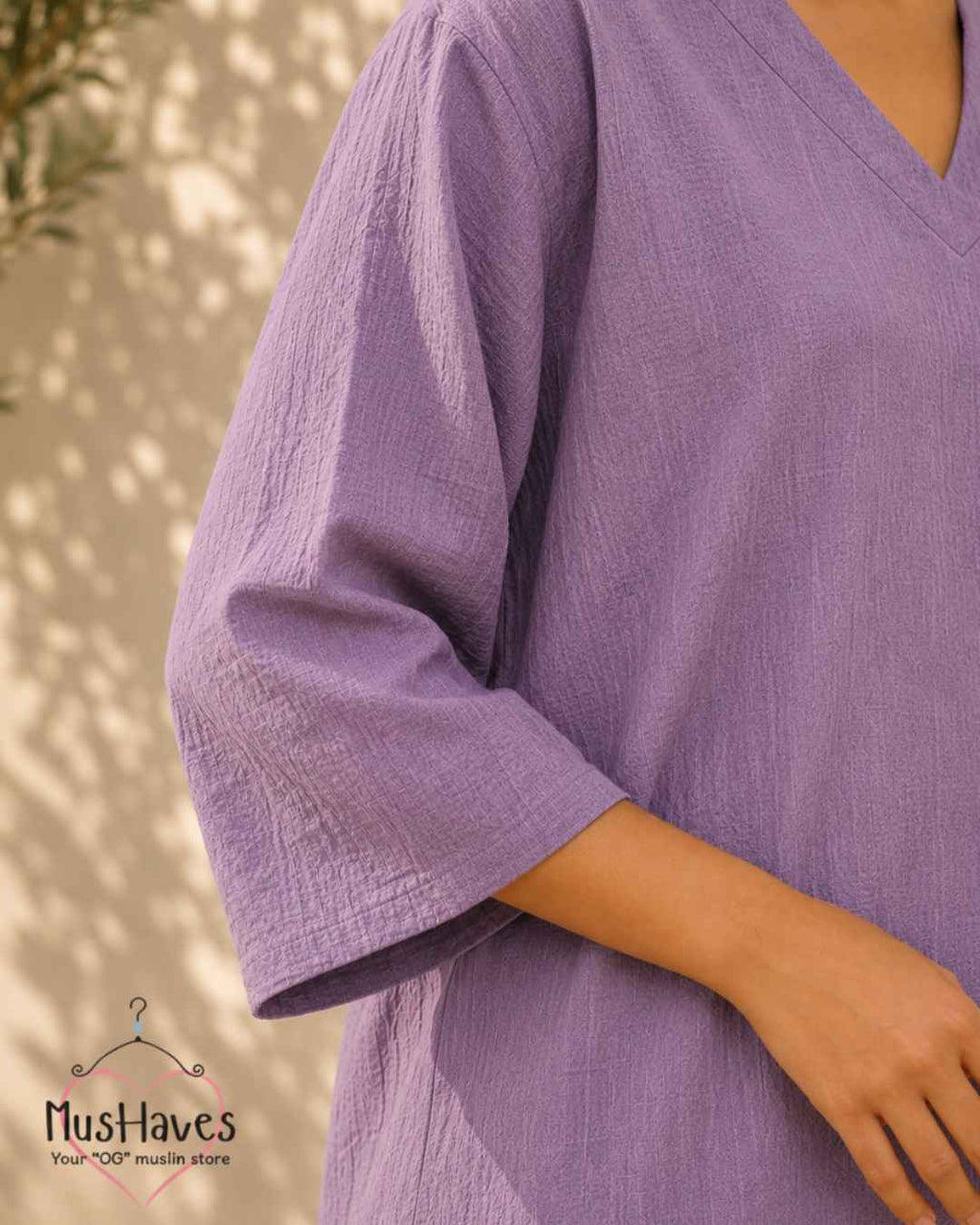 Breezy Muslin A Line V Neck Top – Jamuni Purple