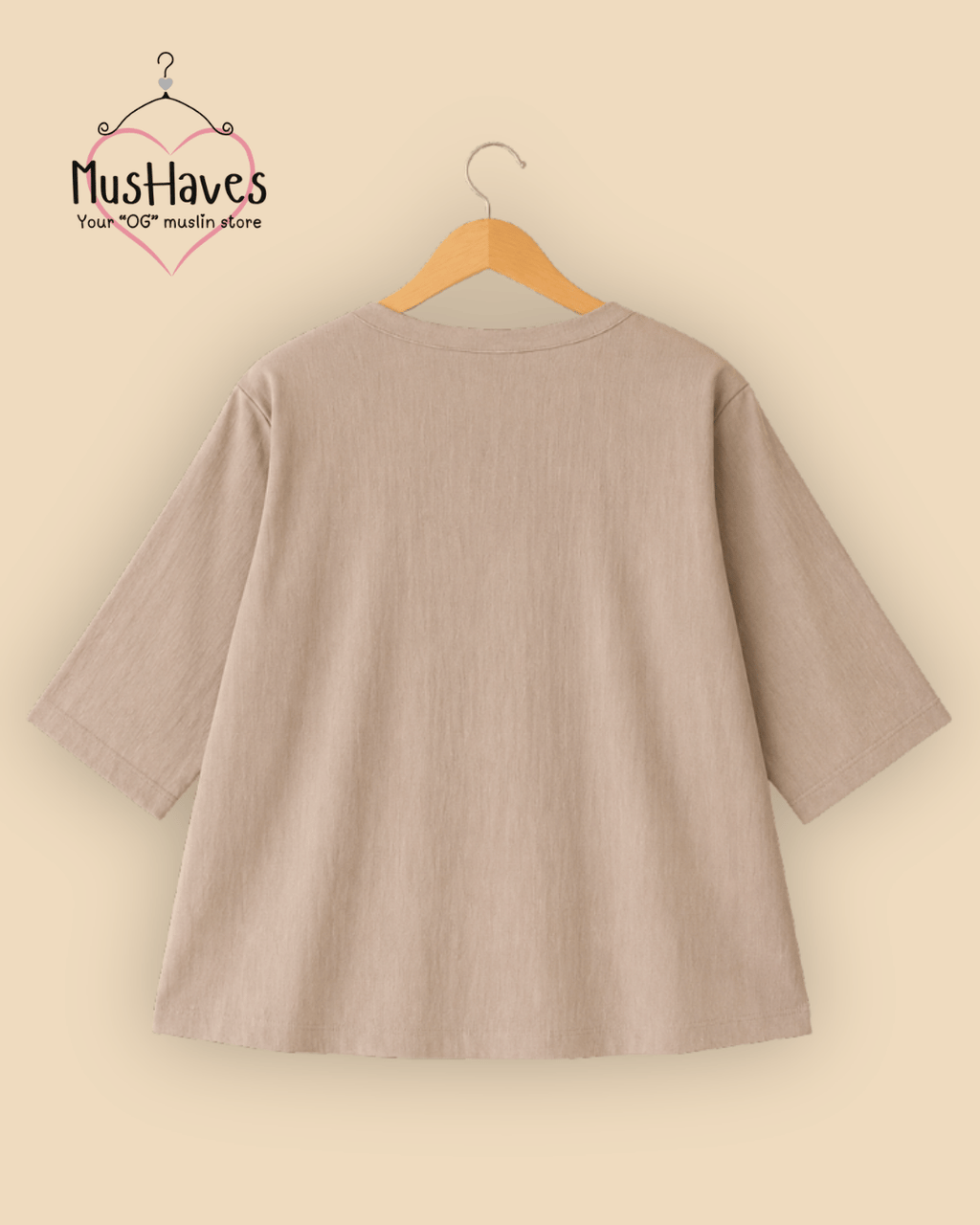 Breezy Muslin A Line V Neck Top – Desert Taupe