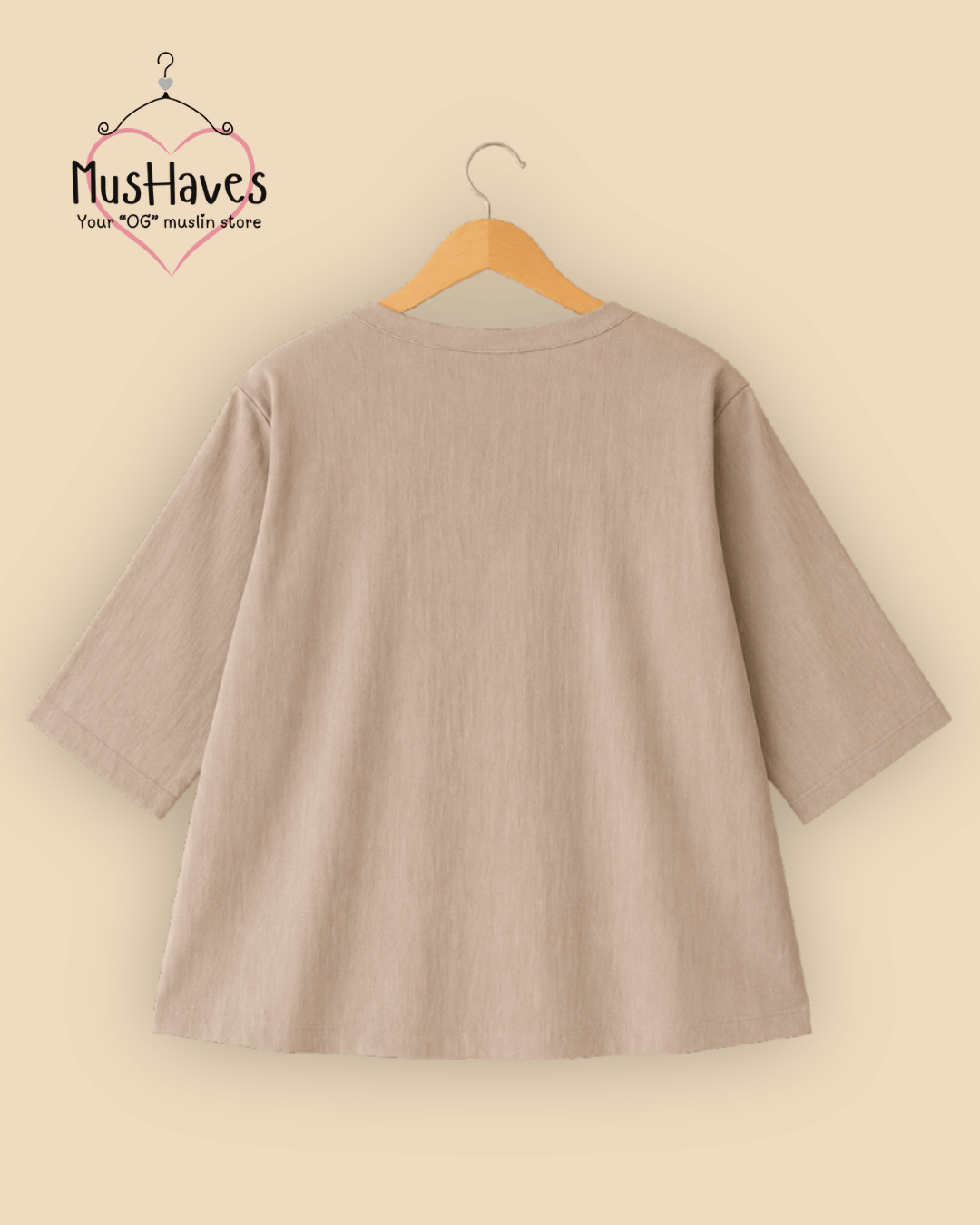 Breezy Muslin A Line V Neck Top – Desert Taupe
