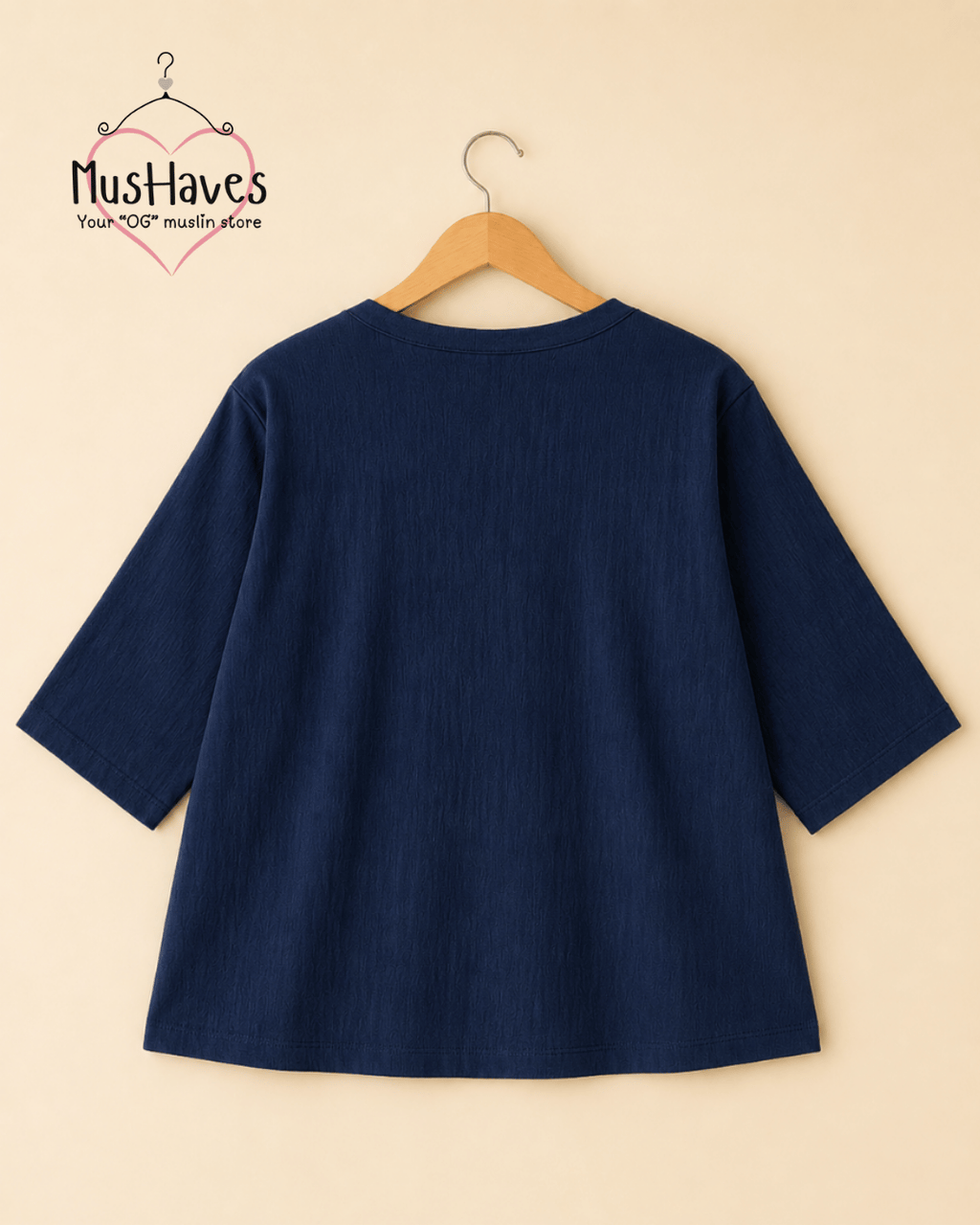 Breezy Muslin A Line V Neck Top – Royal Blue