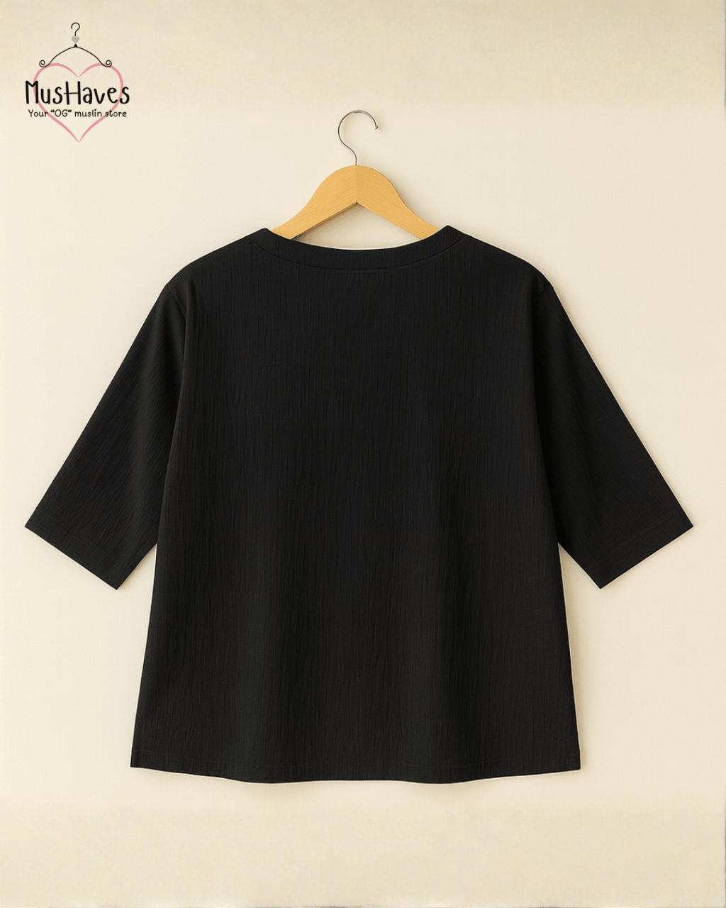 Women Premium Muslin T-Shirt – 100% Double Gauze | Loose Fit | A-Cut | Charcoal Black