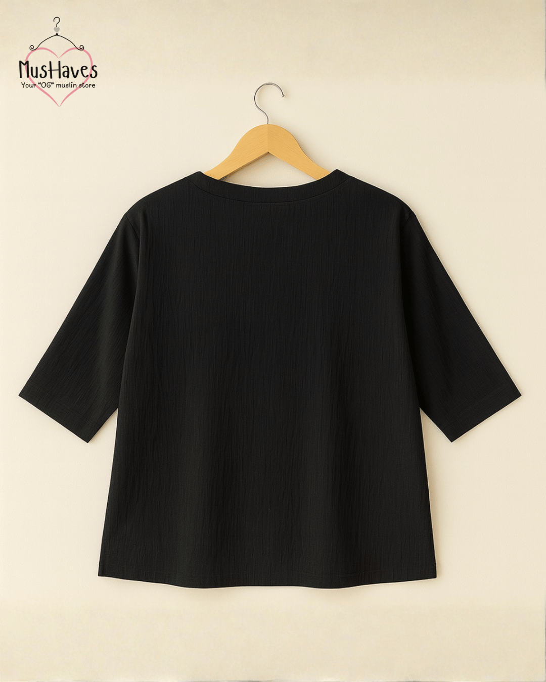 Women Premium Muslin T-Shirt – 100% Double Gauze | Loose Fit | A-Cut | Charcoal Black