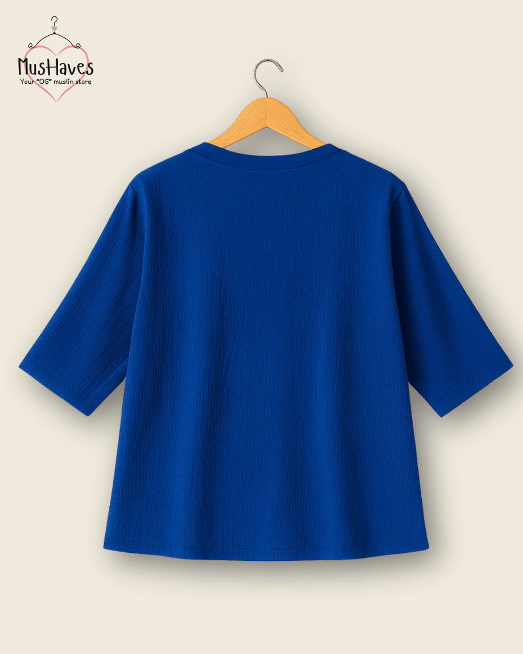 Premium Muslin Combo set | A-Line Teeshirt + Bottoms | Cobalt Blue + Pearl White