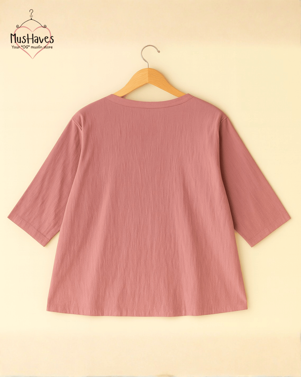 Women Premium Muslin T-Shirt – 100% Double Gauze | Loose Fit | A-Cut | Dusty Rose