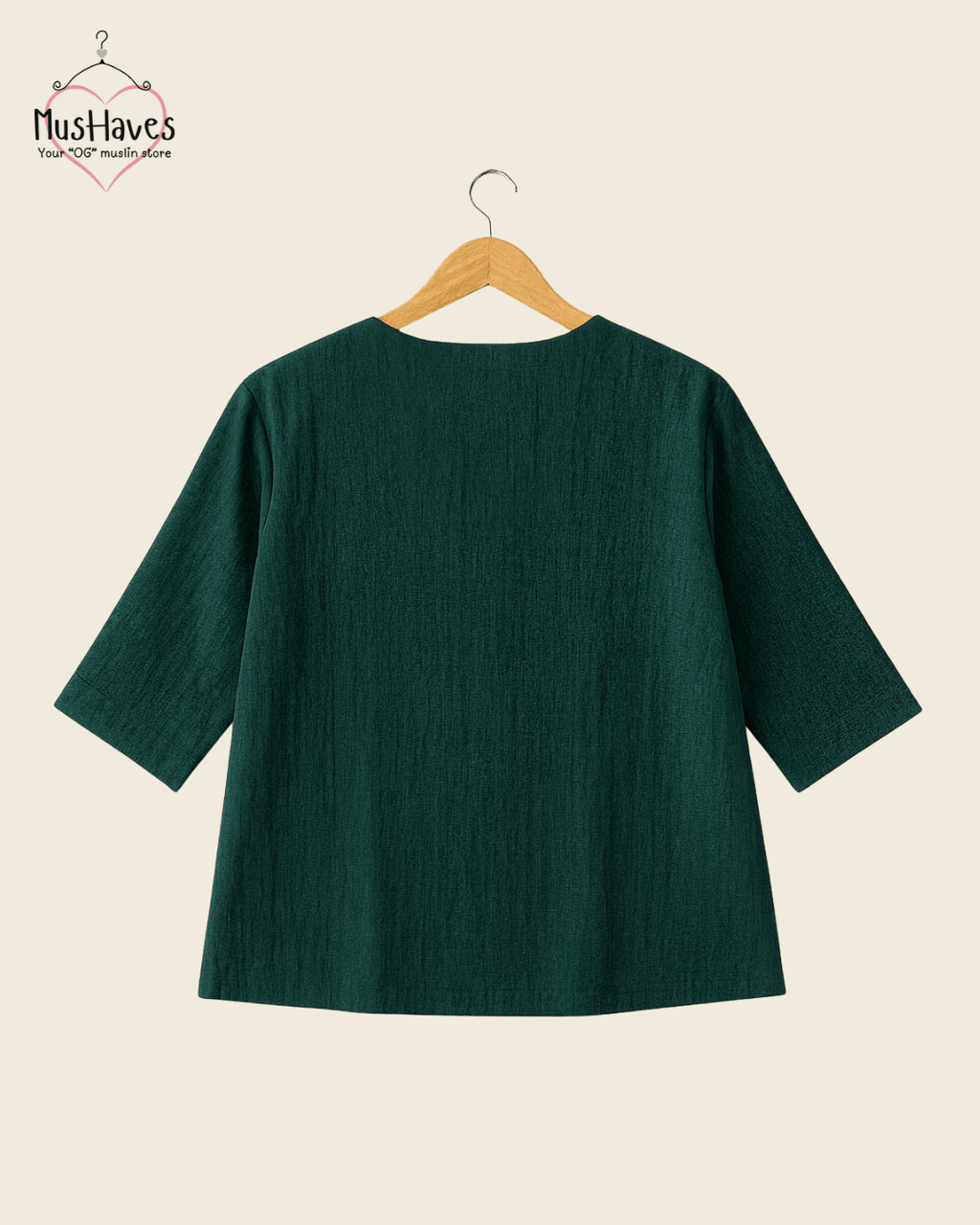 Women Premium Muslin T-Shirt – 100% Double Gauze | Loose Fit | A-Cut | Emerald Green