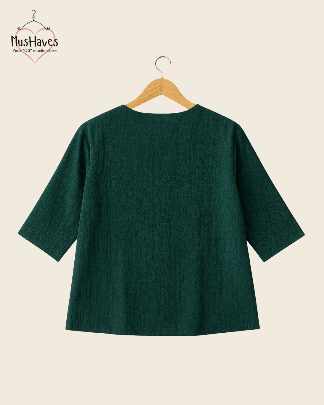 Women Premium Muslin T-Shirt – 100% Double Gauze | Loose Fit | A-Cut | Emerald Green