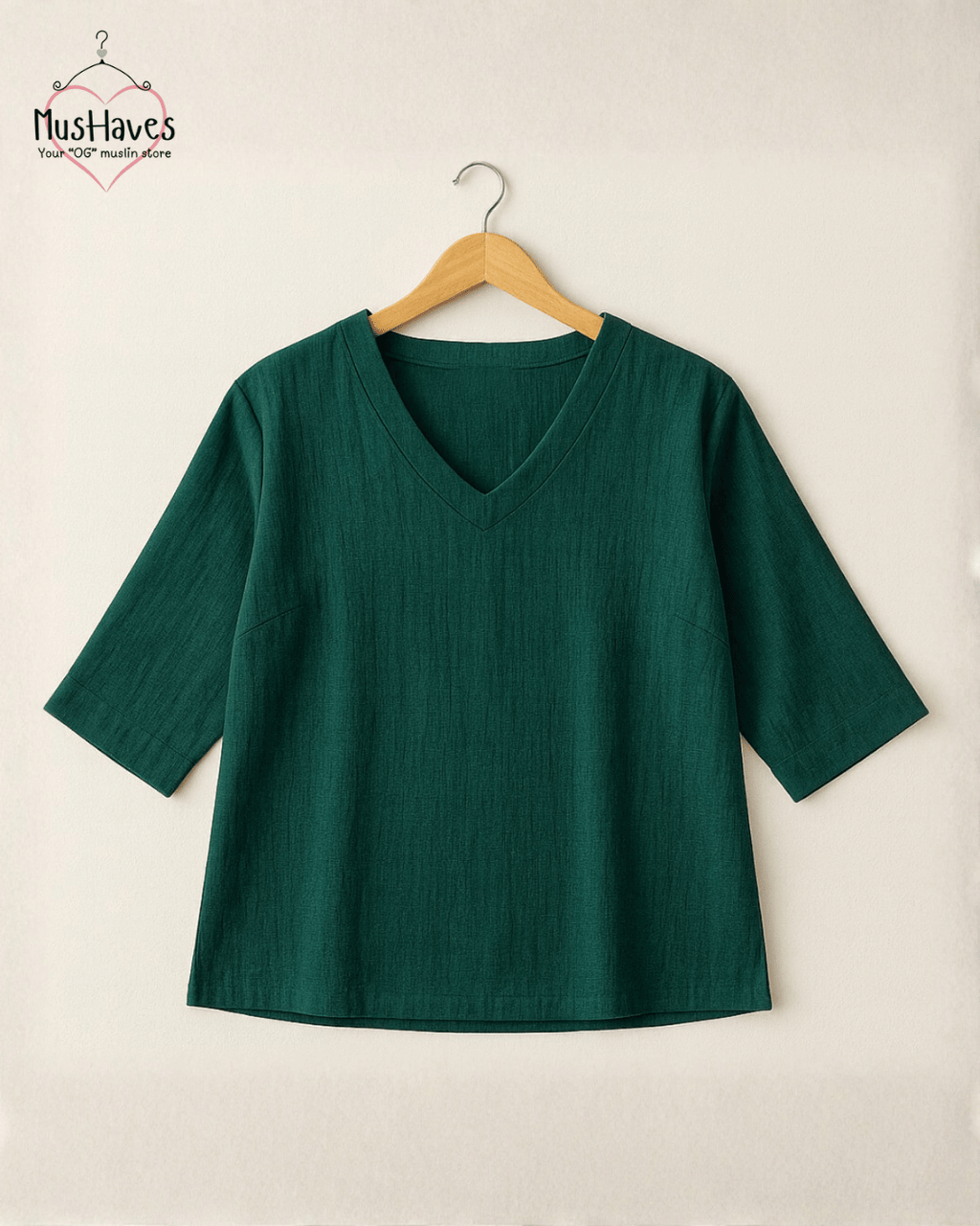Women Premium Muslin T-Shirt – 100% Double Gauze | Loose Fit | A-Cut | Emerald Green