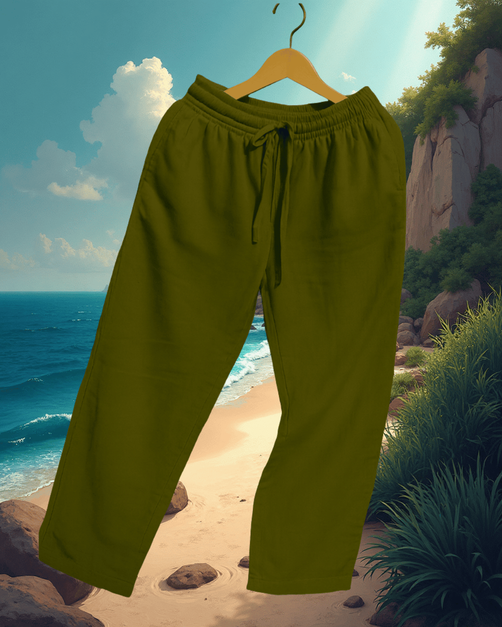 Henley Coord | Premium Muslin | Unisex | Olive Green