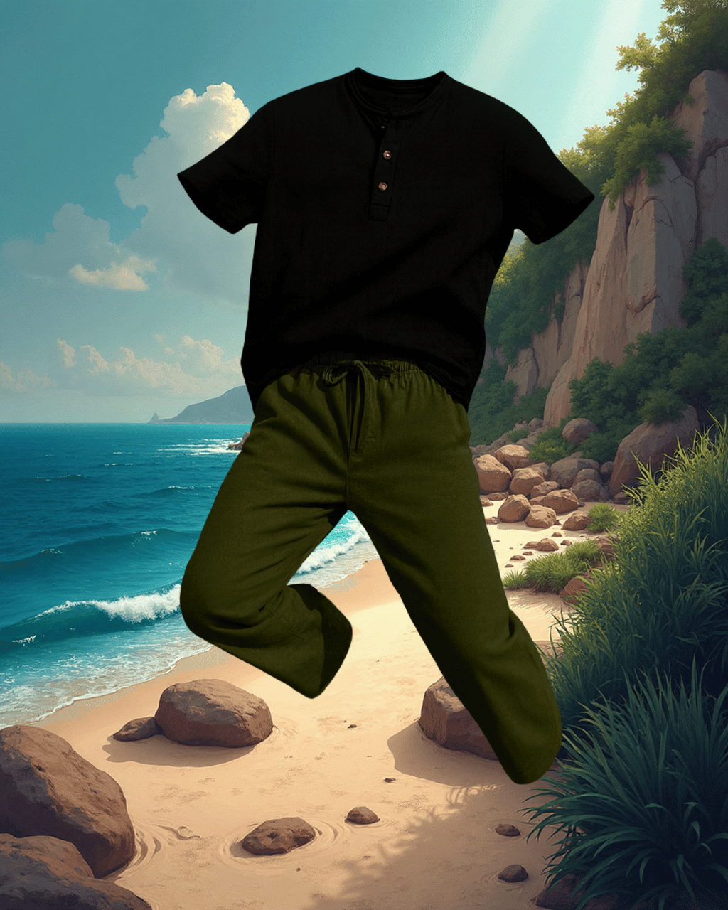 Premium Muslin Combo set | Teeshirt + Bottoms | Black + Green