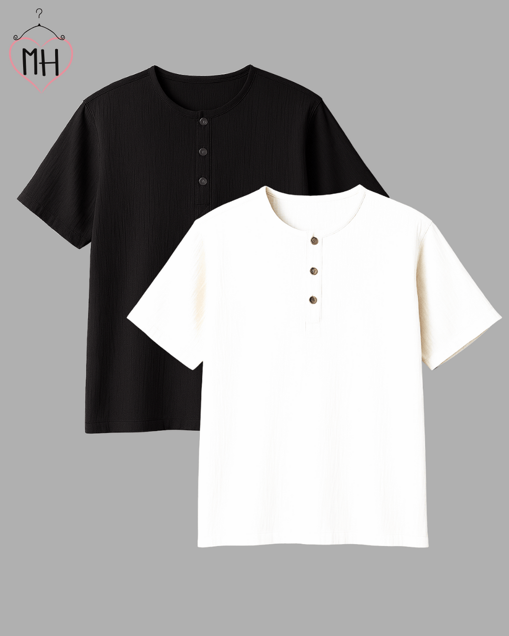 Unisex Organic Cotton Muslin T-Shirt – 100% Double Gauze, Loose Fit, Breathable black + white Tee