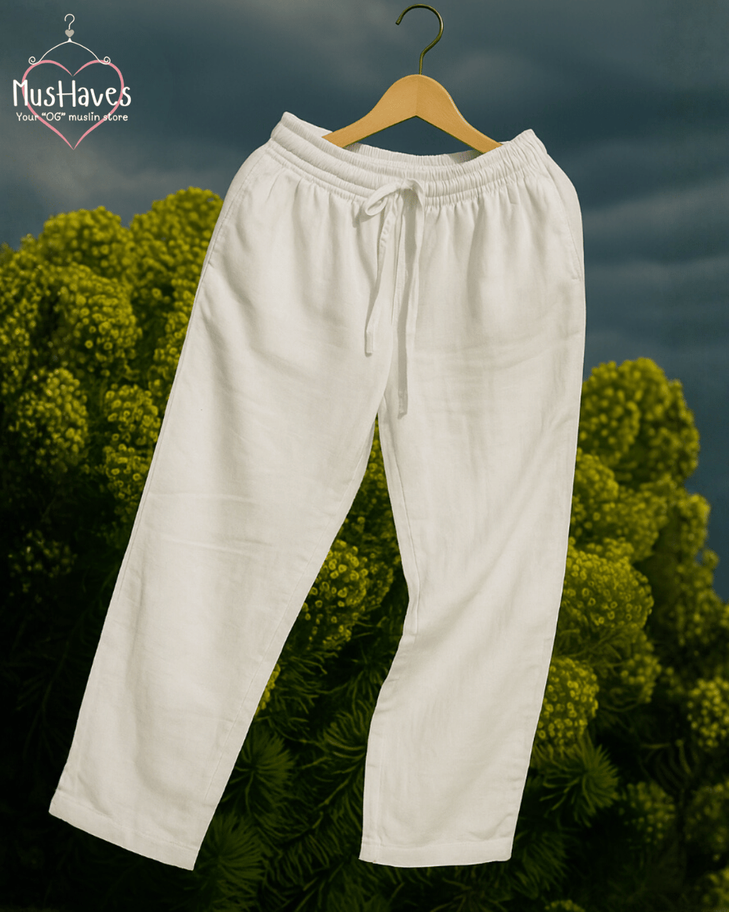 Henley Coord | Premium Muslin | Unisex  | White