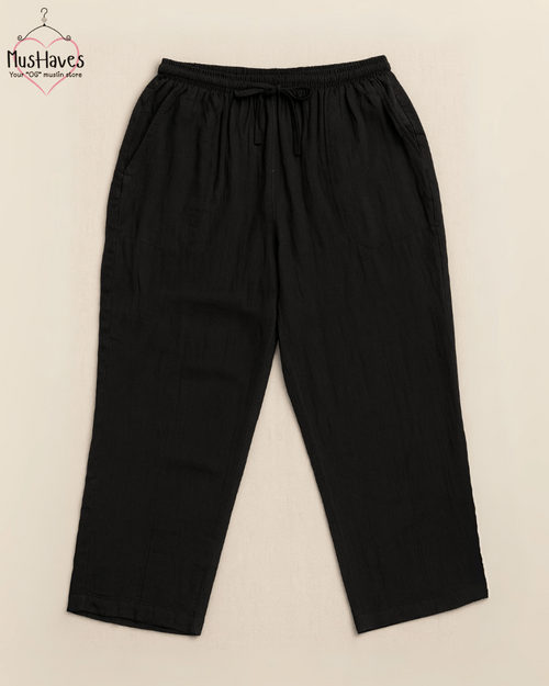 Premium Muslin Bottoms | 100% Organic Cotton | Unisex | Black