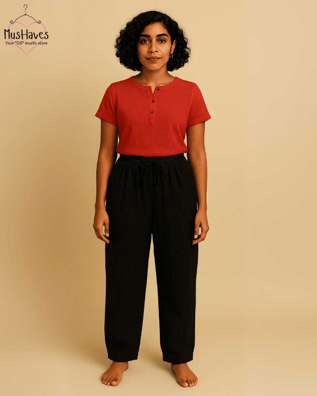 Premium Muslin Bottoms | 100% Organic Cotton | Unisex | Black