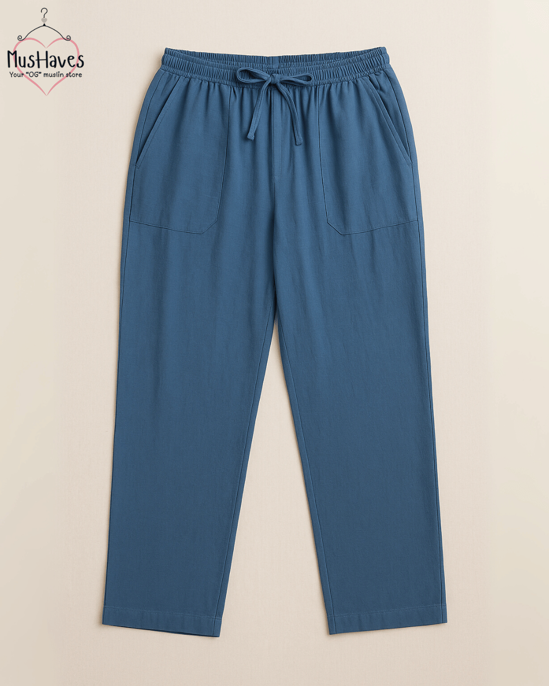 Premium Muslin Bottoms | 100% Organic Cotton | Unisex | Deep Blue