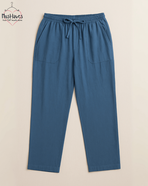 Premium Muslin Bottoms | 100% Organic Cotton | Unisex | Deep Blue