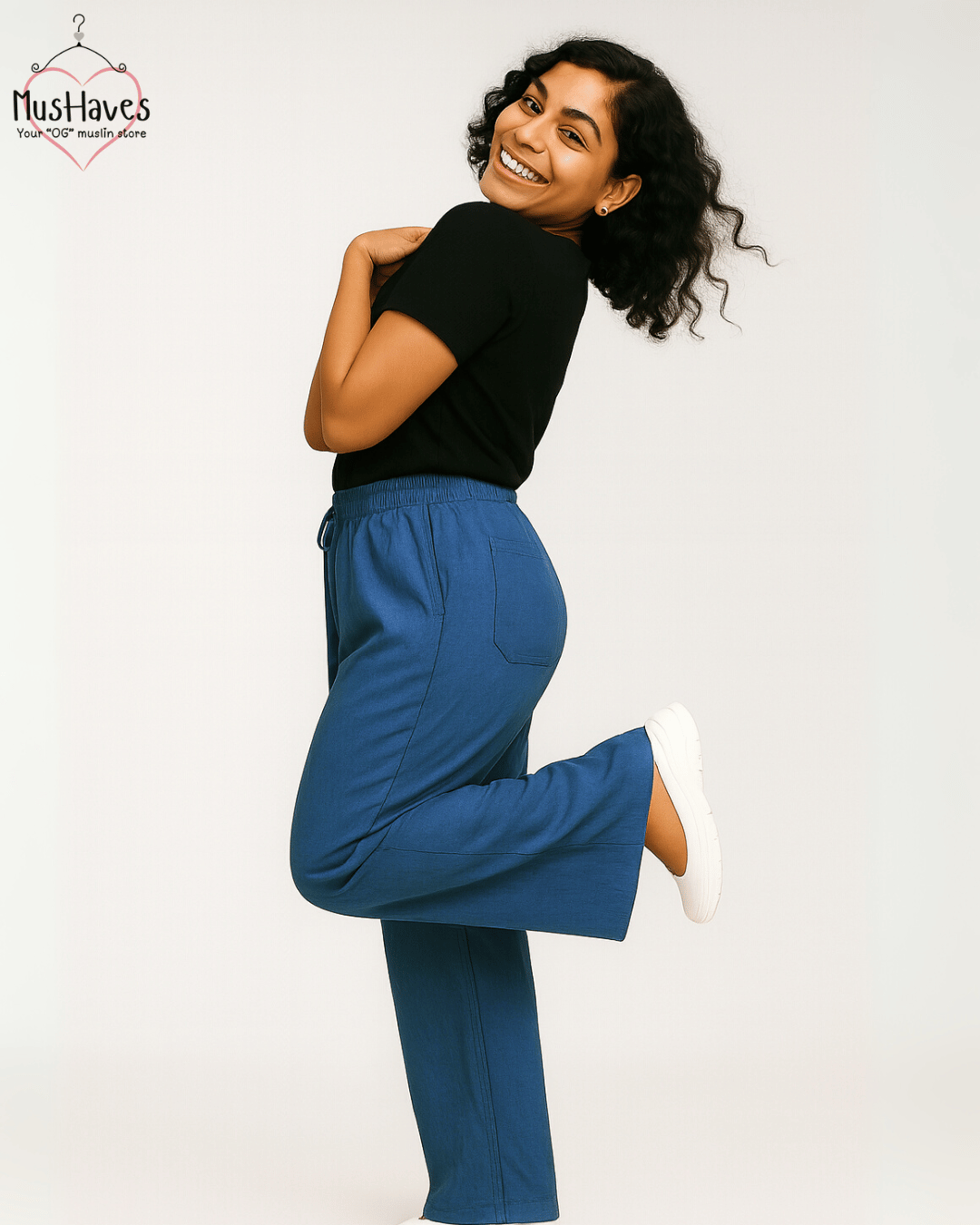 Premium Muslin Bottoms | 100% Organic Cotton | Unisex | Deep Blue