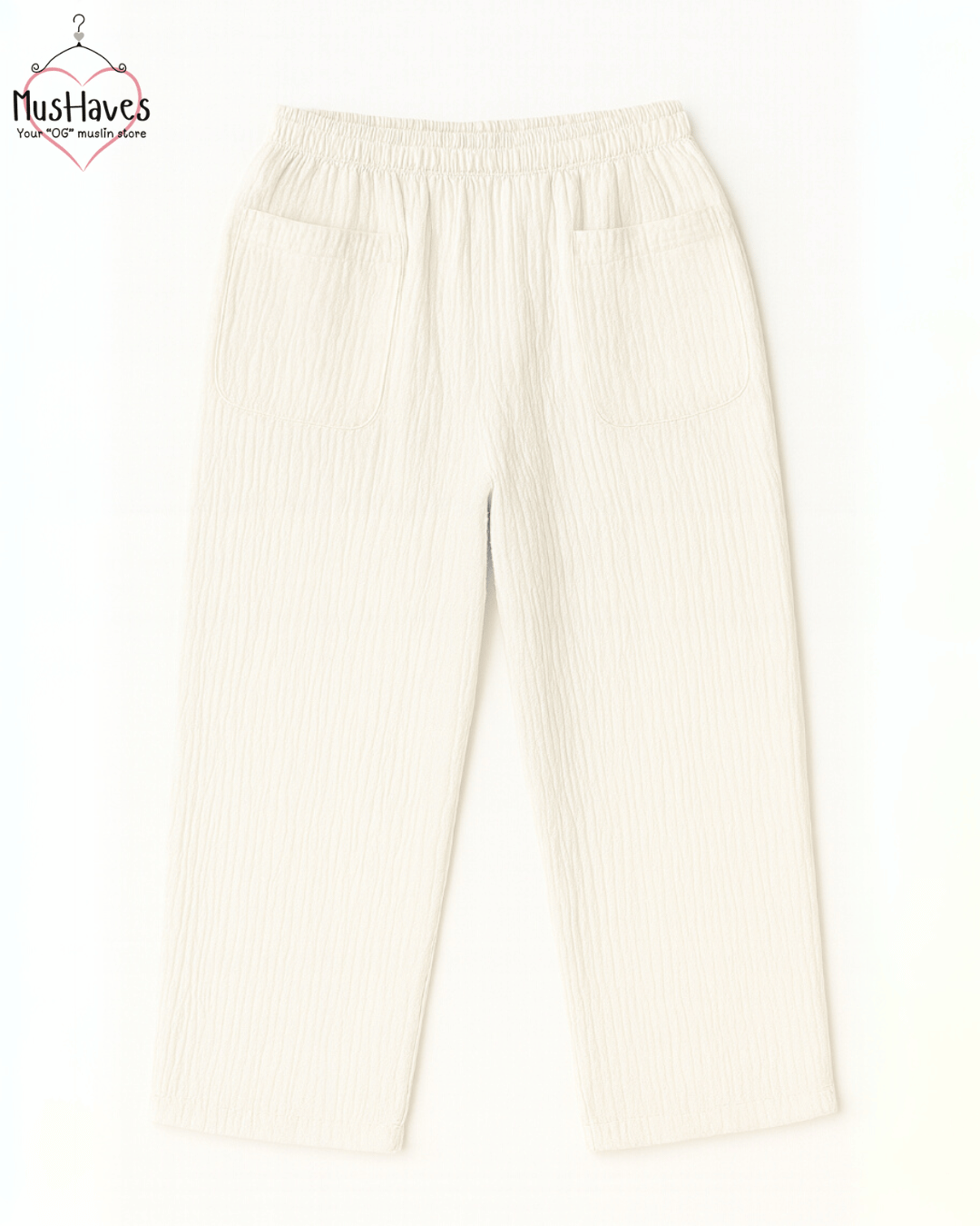 Premium Muslin Bottoms | 100% Organic Cotton | Unisex | White