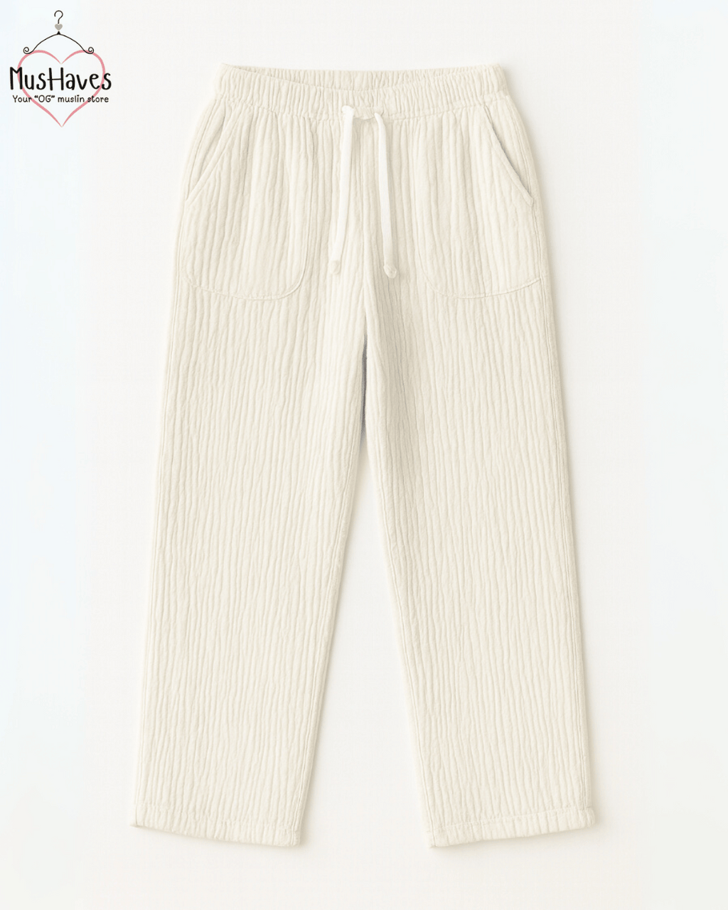 Premium Muslin Bottoms | 100% Organic Cotton | Unisex | White