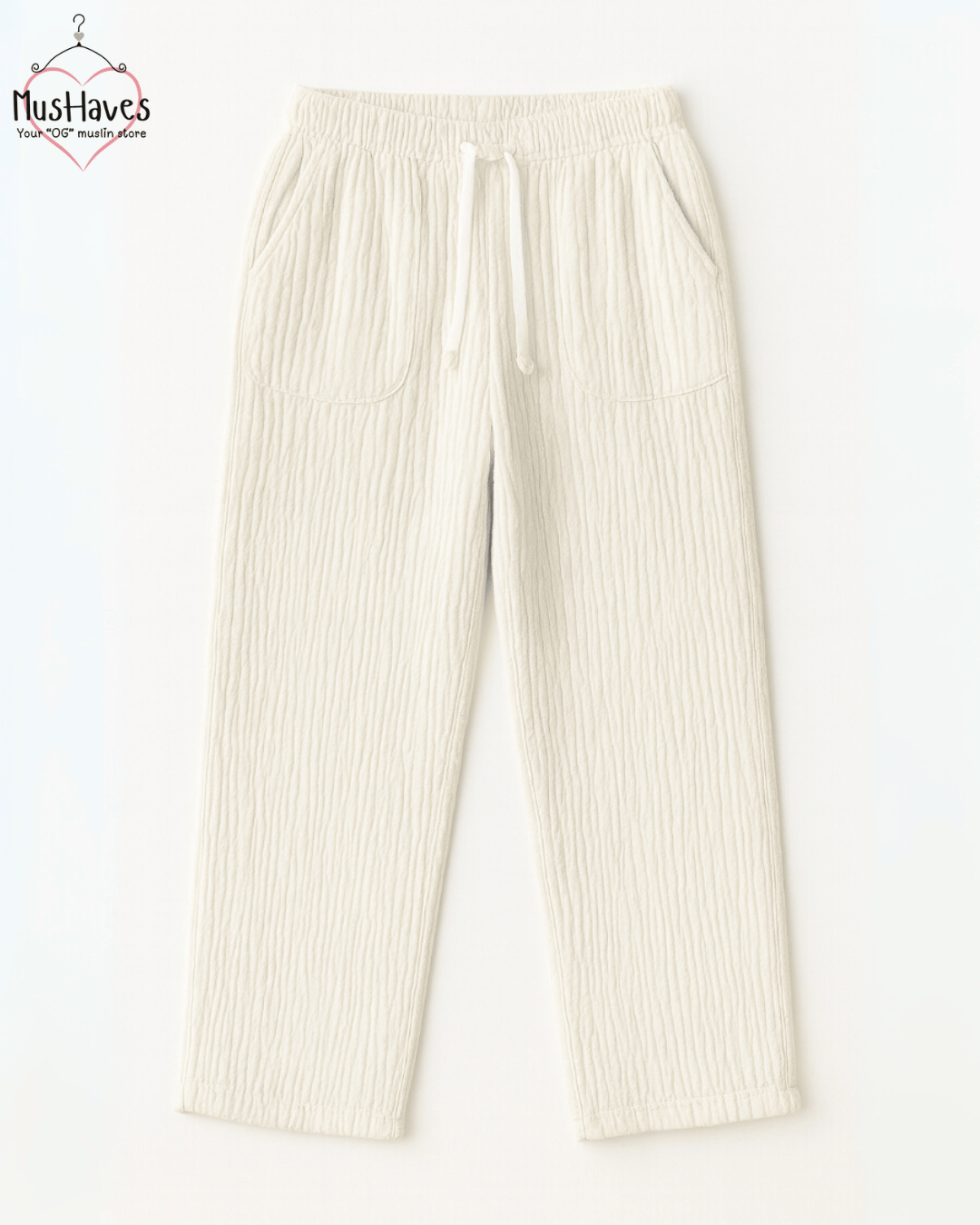 Premium Muslin Bottoms | 100% Organic Cotton | Unisex | White