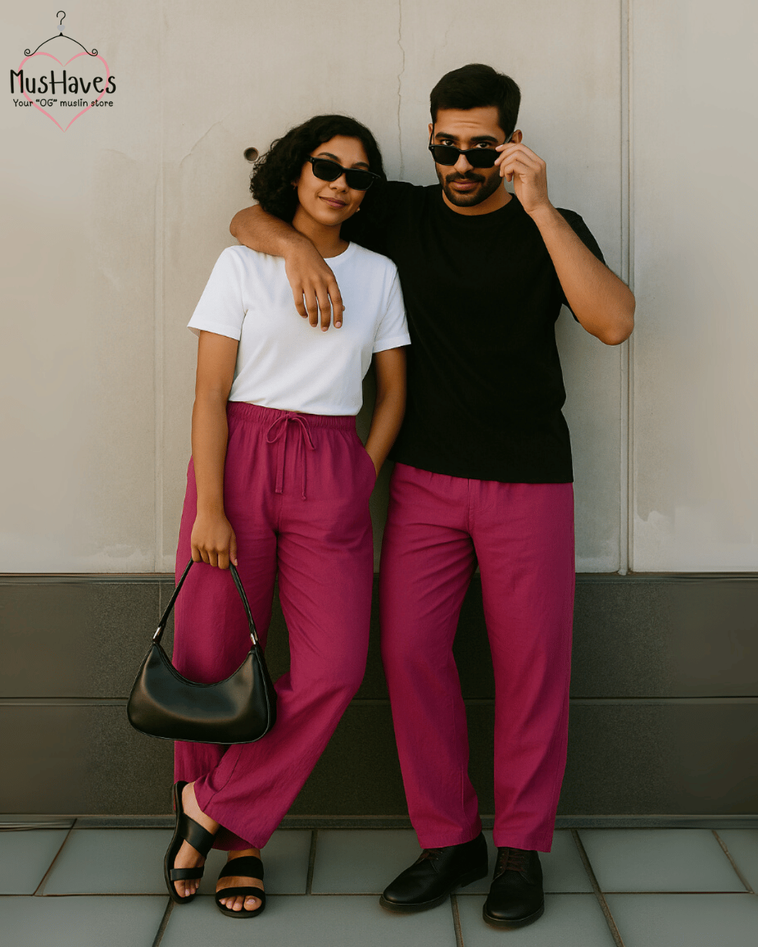 Premium Muslin Bottoms | 100% Organic Cotton | Unisex | Purple