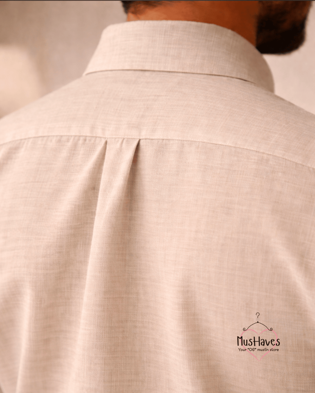 Muslin Oxford Collar Formal Shirt – Light Beige