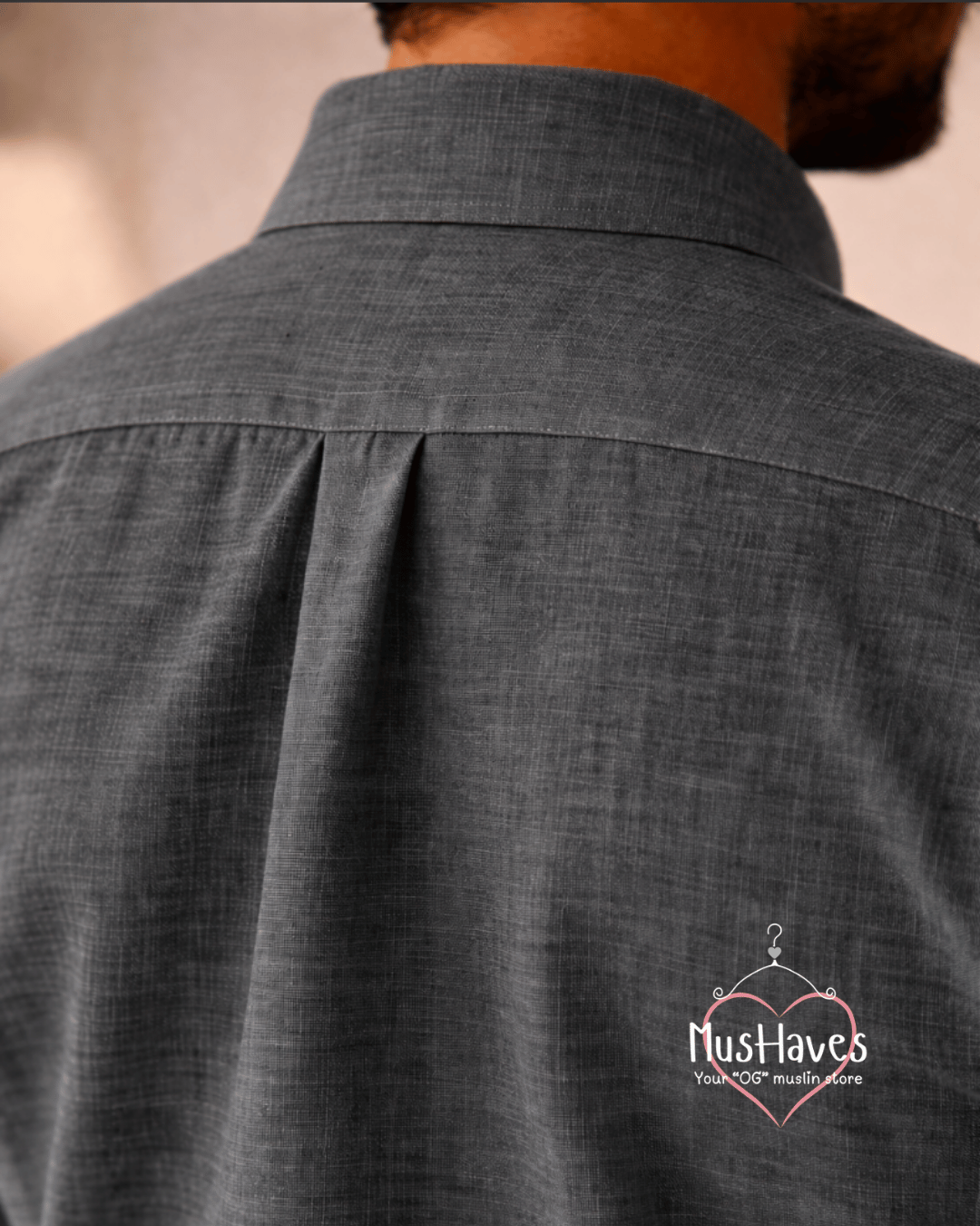 Muslin Oxford Collar Formal Shirt – Charcoal Grey