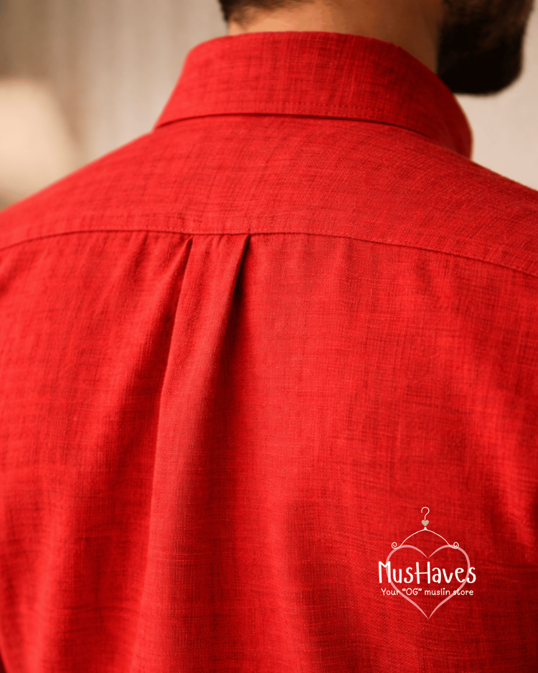 Muslin Oxford Collar Formal Shirt – Bright Red