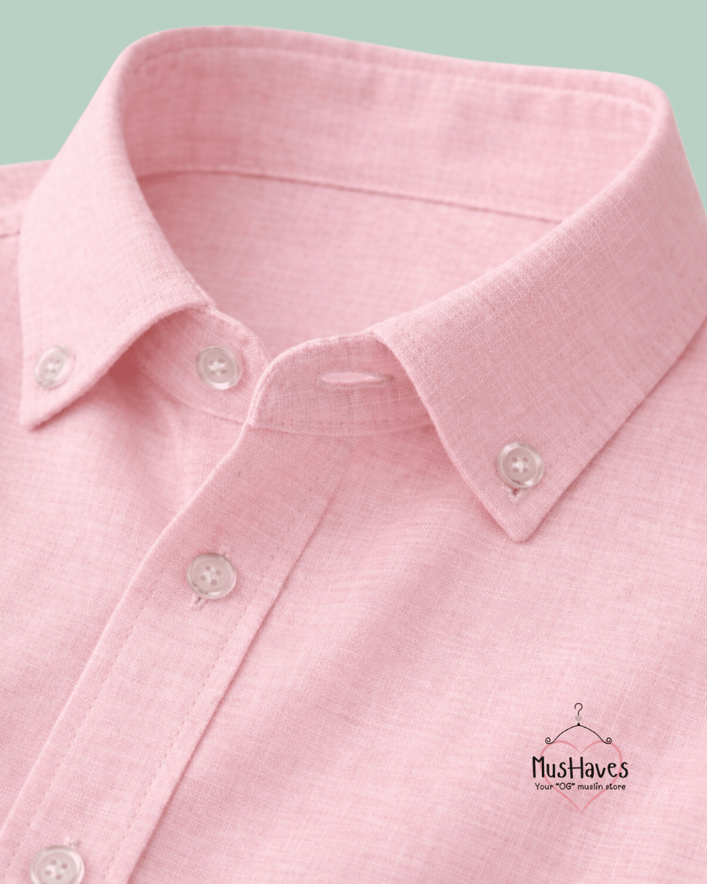 Muslin Oxford Collar Formal Shirt – Baby Pink