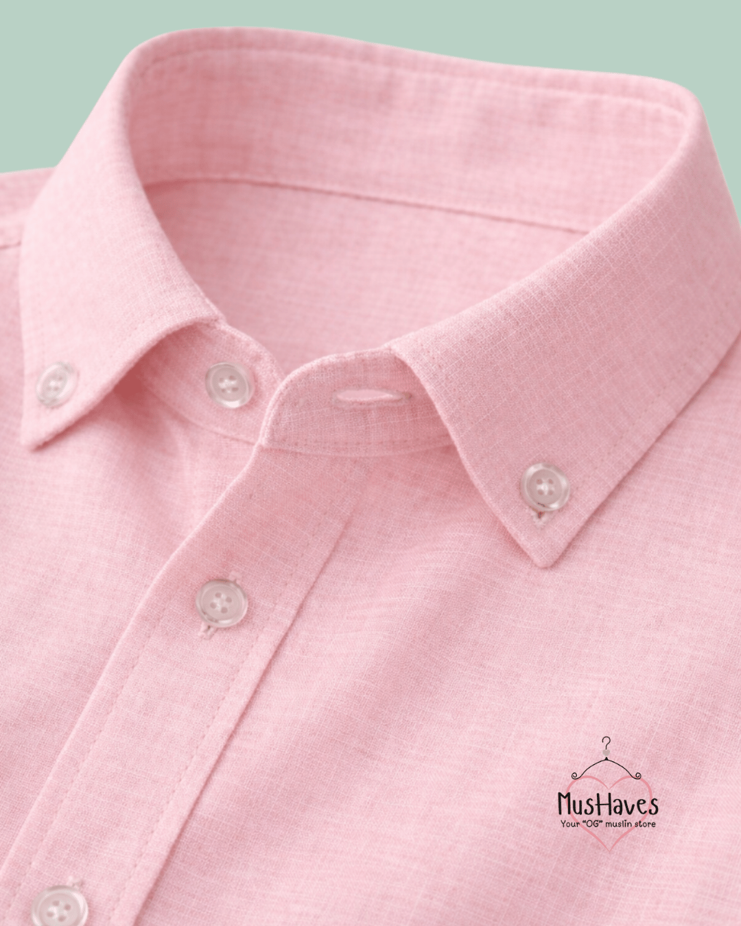 Muslin Oxford Collar Formal Shirt – Baby Pink