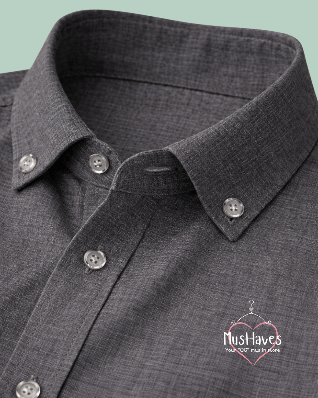 Muslin Oxford Collar Formal Shirt – Charcoal Grey