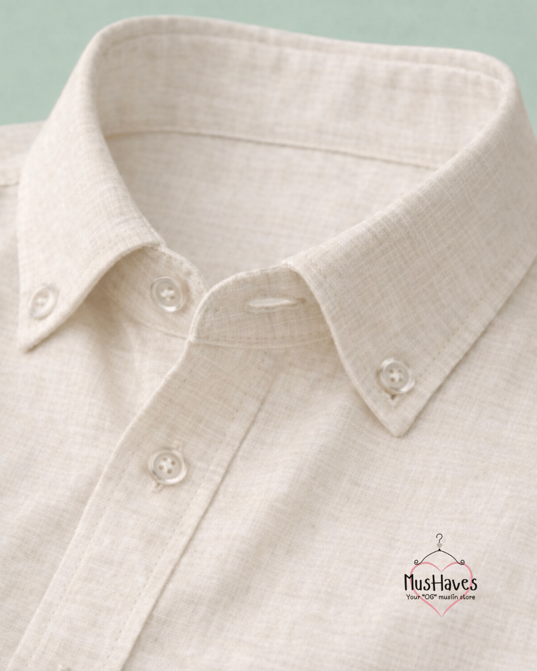 Muslin Oxford Collar Formal Shirt – Light Beige