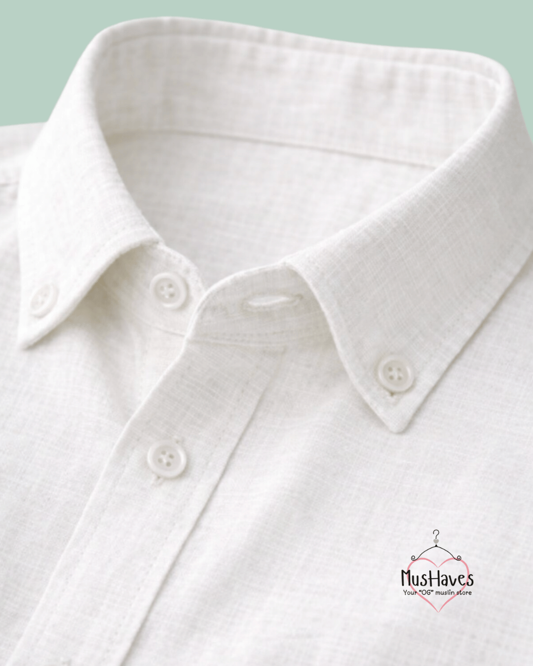 Muslin Oxford Collar Formal Shirt – Pearl White