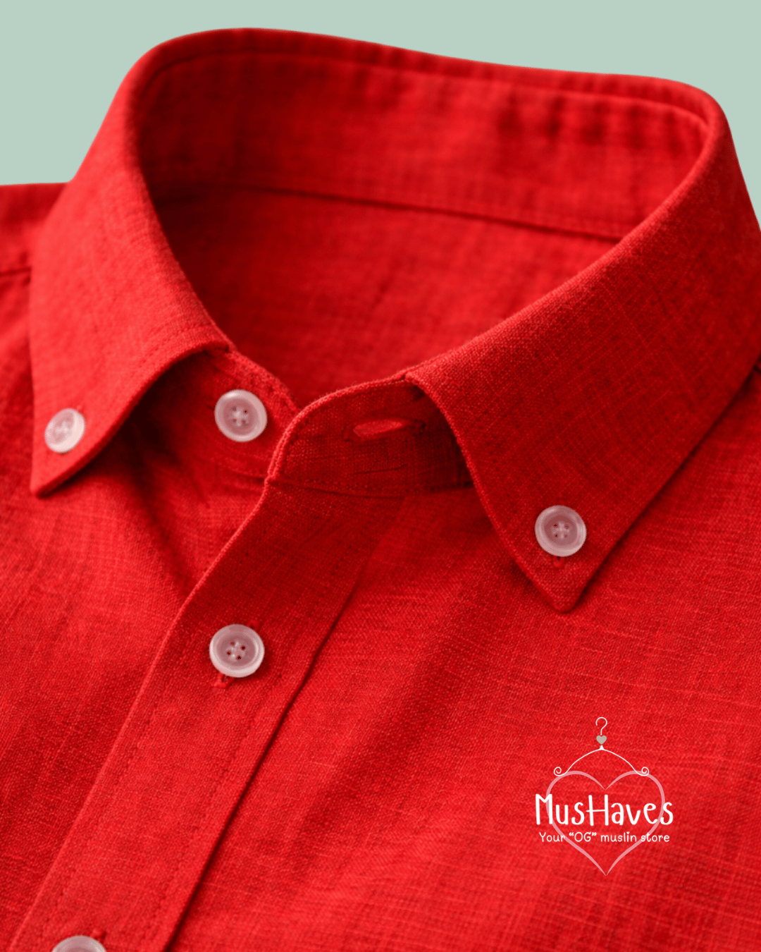 Muslin Oxford Collar Formal Shirt – Bright Red
