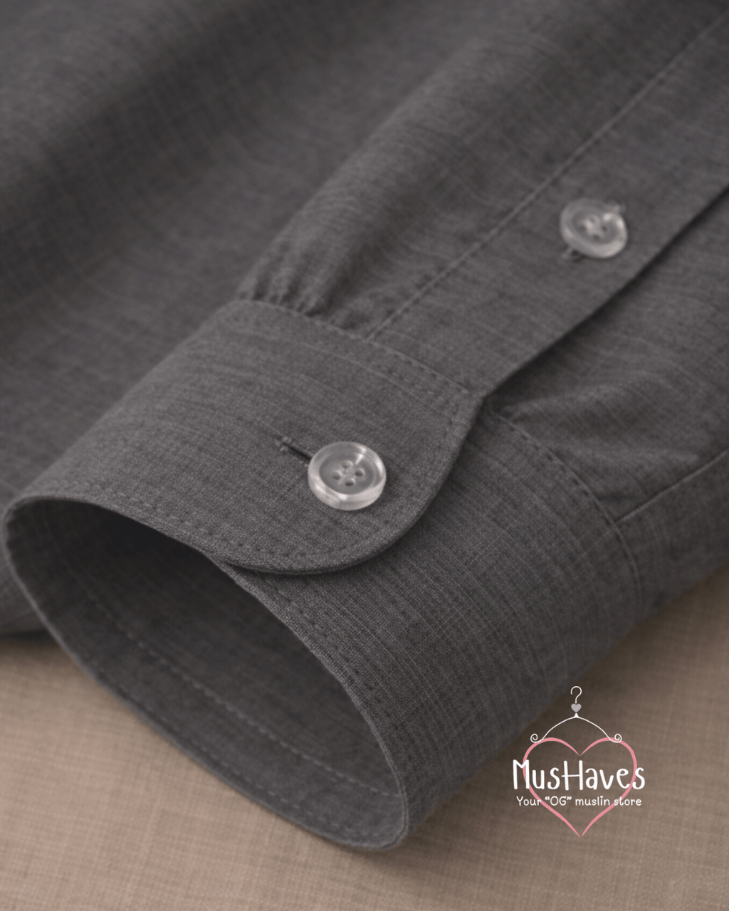 Muslin Oxford Collar Formal Shirt – Charcoal Grey