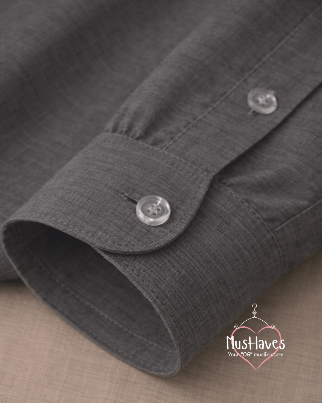 Muslin Oxford Collar Formal Shirt – Charcoal Grey