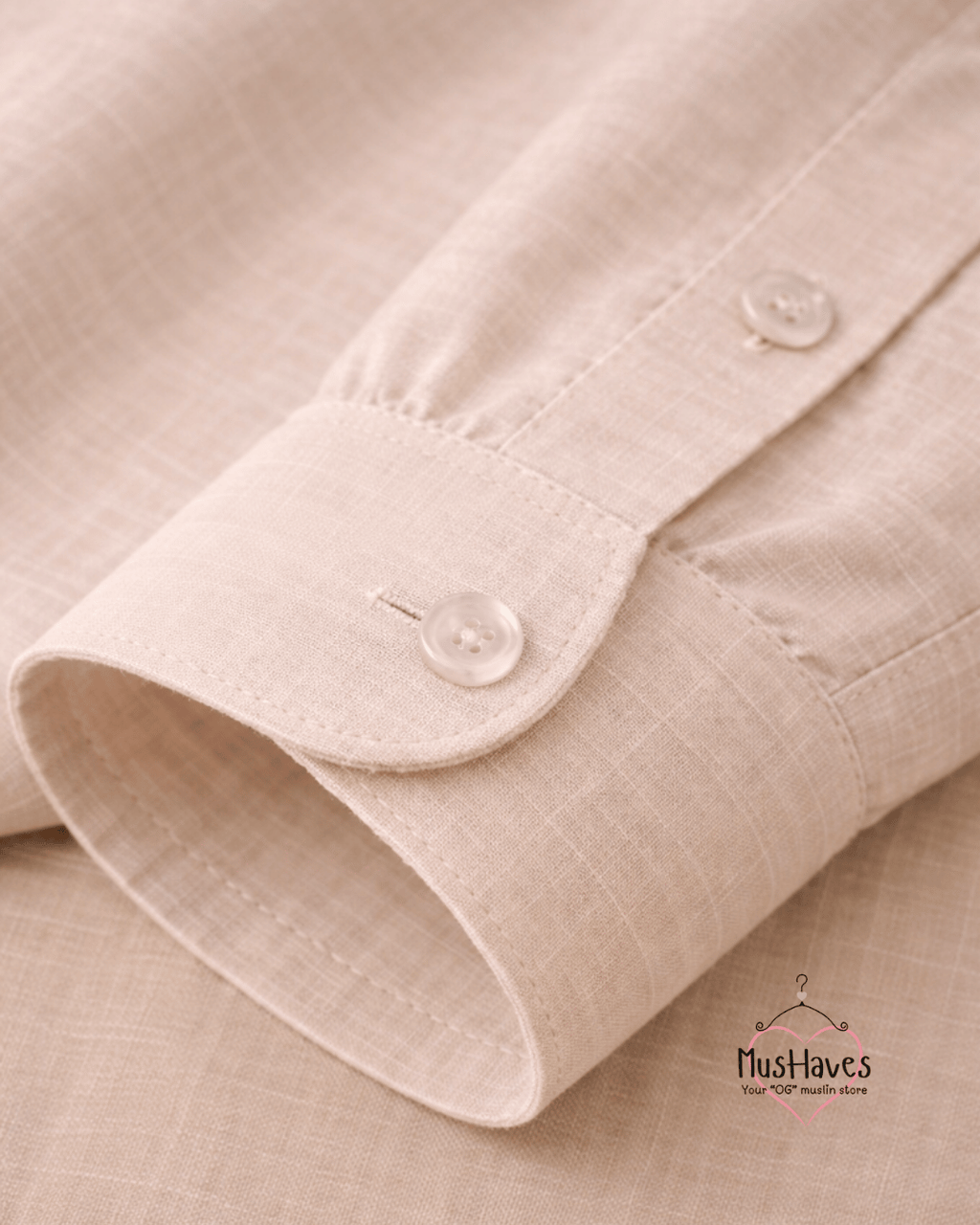 Muslin Oxford Collar Formal Shirt – Light Beige