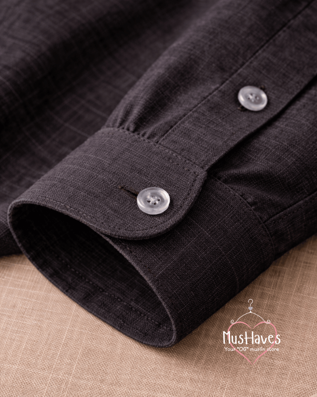 Muslin Oxford Collar Formal Shirt – Charcoal Black