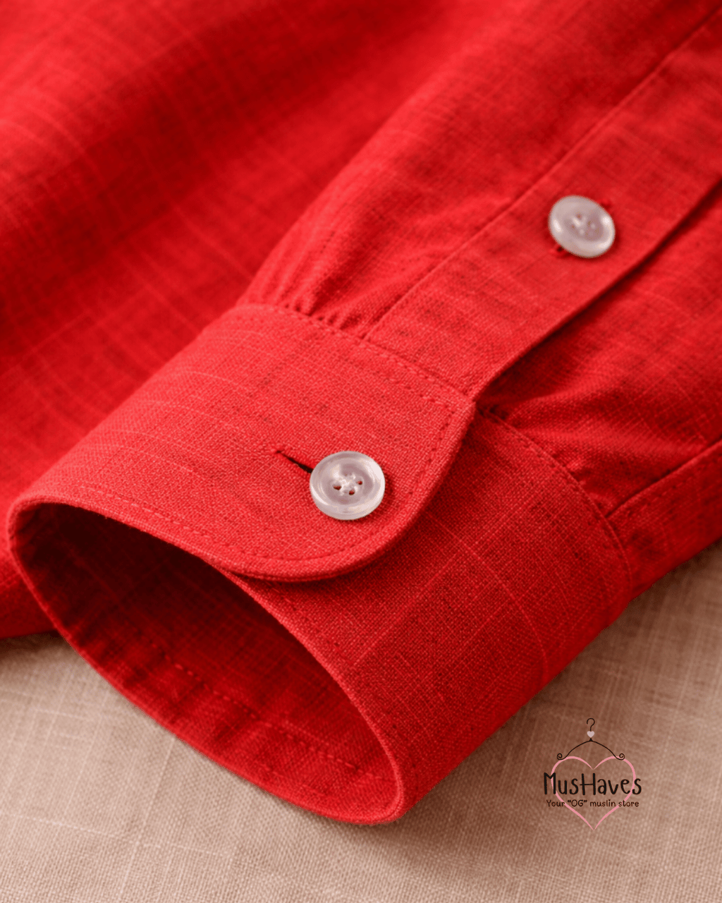 Muslin Oxford Collar Formal Shirt – Bright Red