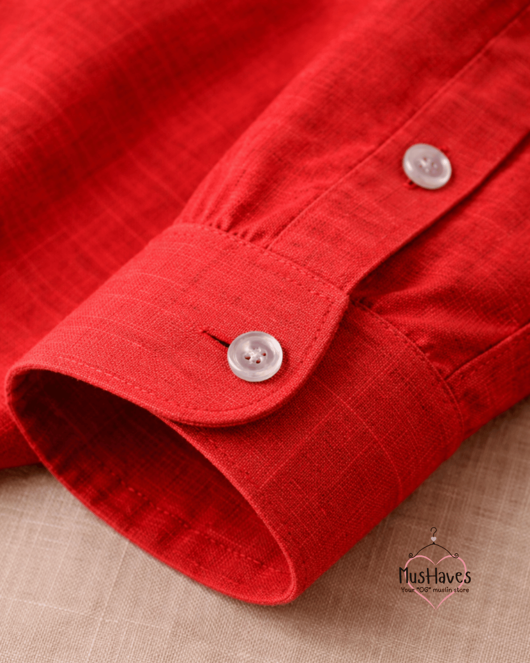 Muslin Oxford Collar Formal Shirt – Bright Red