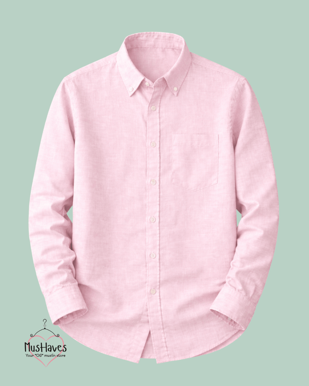 Muslin Oxford Collar Formal Shirt – Baby Pink
