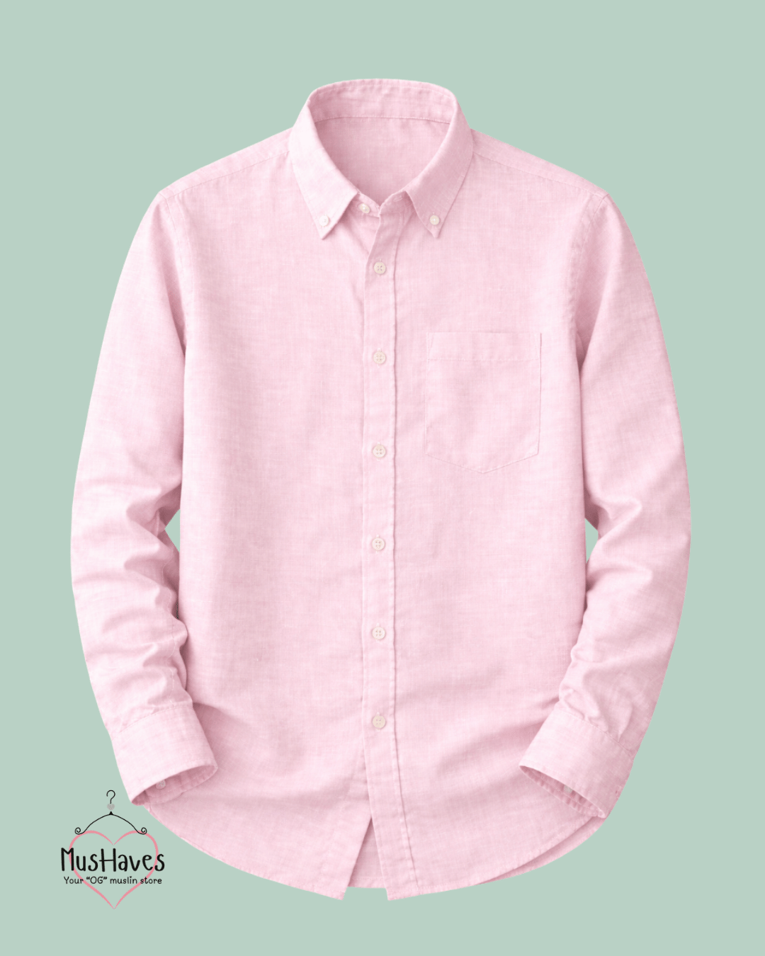 Muslin Oxford Collar Formal Shirt – Baby Pink