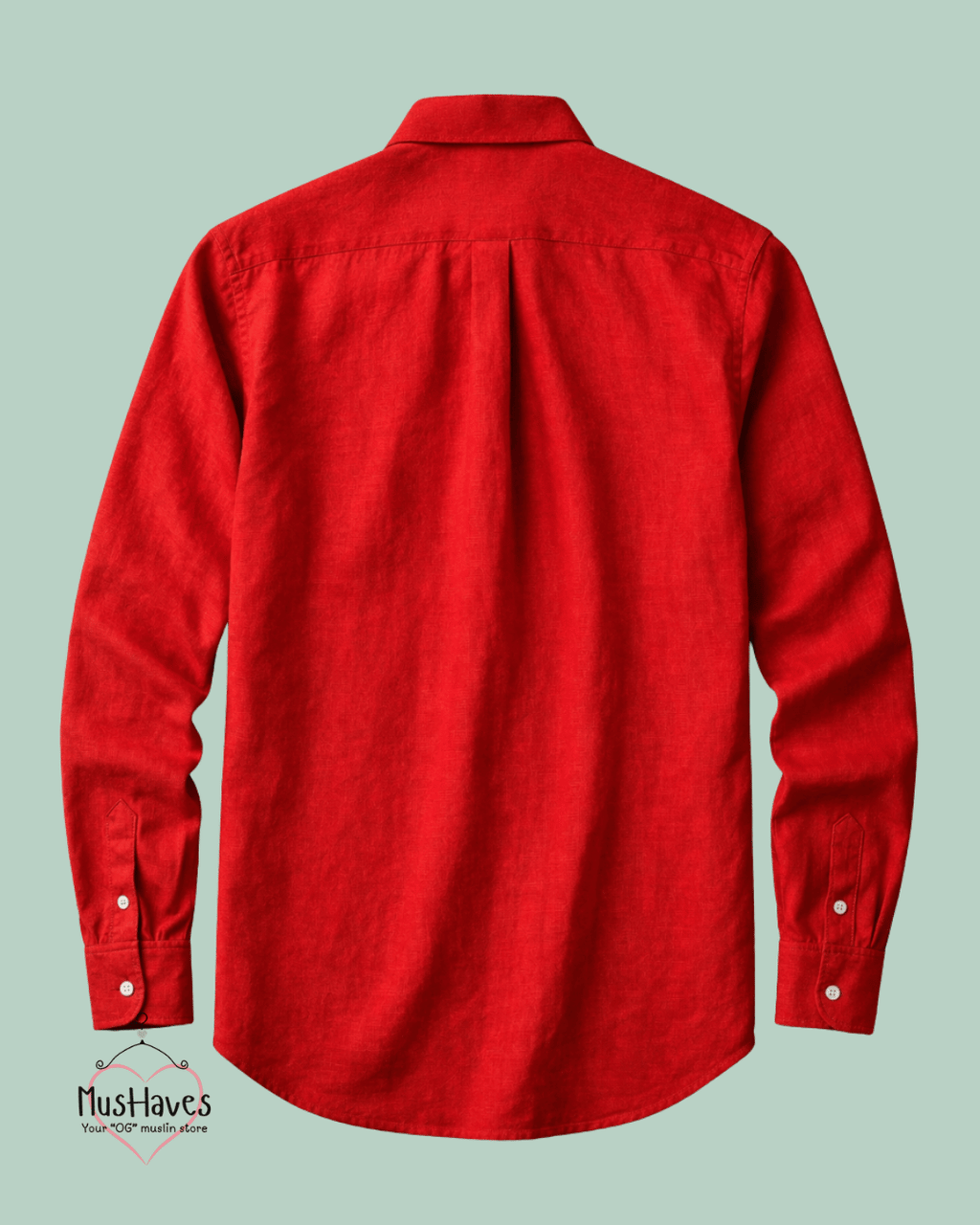 Muslin Oxford Collar Formal Shirt – Bright Red