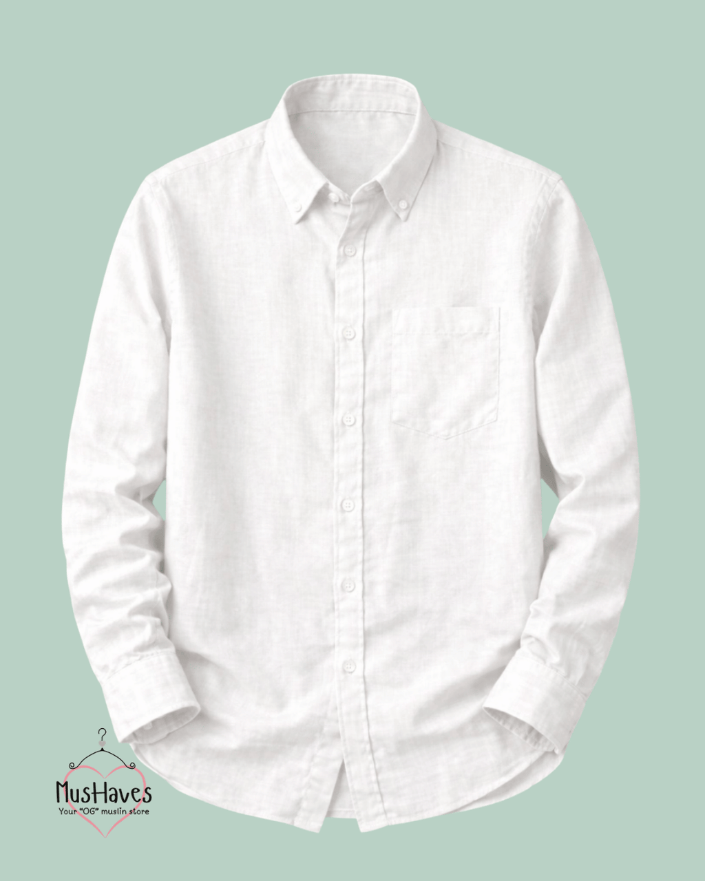 Muslin Oxford Collar Formal Shirt – Pearl White