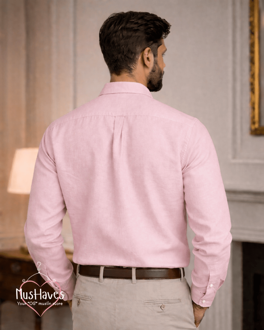 Muslin Oxford Collar Formal Shirt – Baby Pink