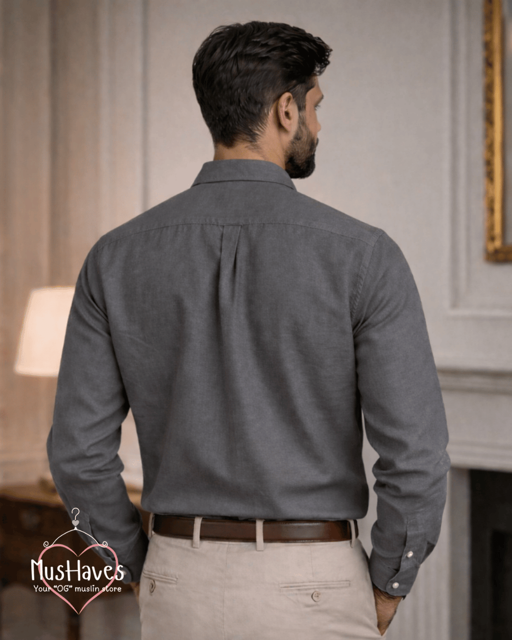 Muslin Oxford Collar Formal Shirt – Charcoal Grey