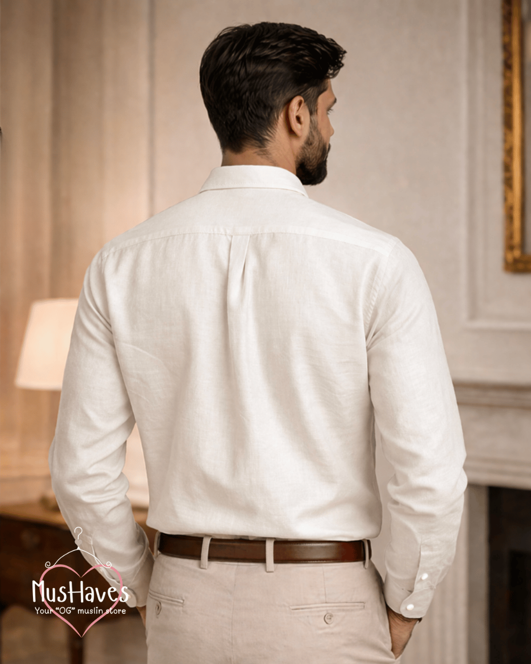 Muslin Oxford Collar Formal Shirt – Pearl White