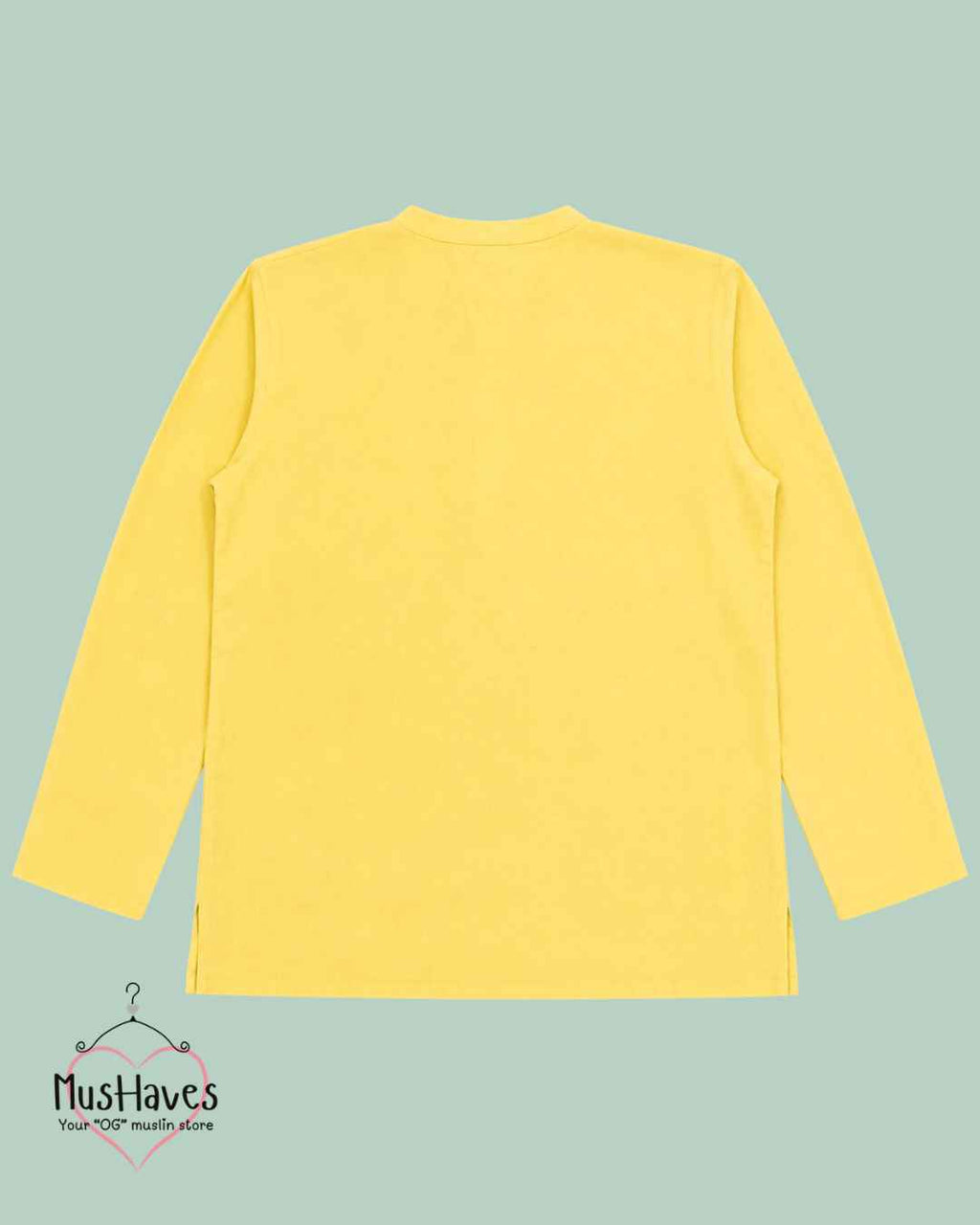 Classic Muslin Bandhgala Short Kurta – Lemon Yellow