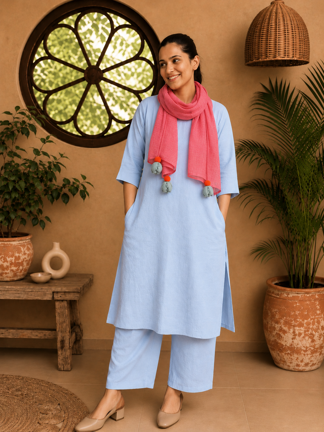Single Gauze Muslin Stole – Malmal Dupatta with Tassels