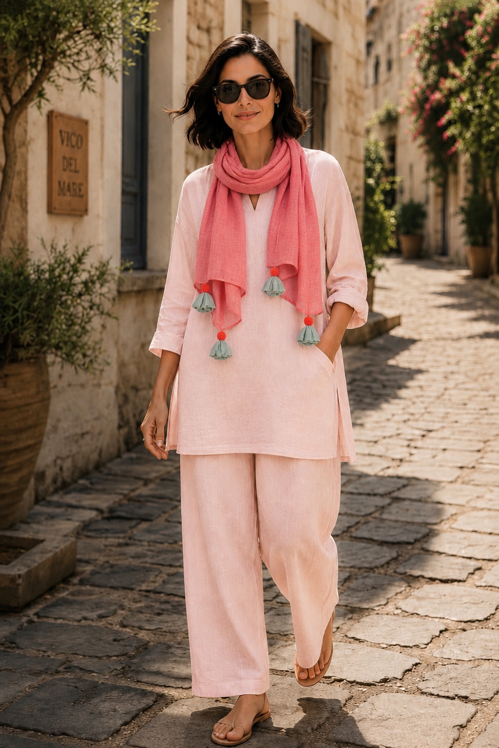 Single Gauze Muslin Stole – Malmal Dupatta with Tassels
